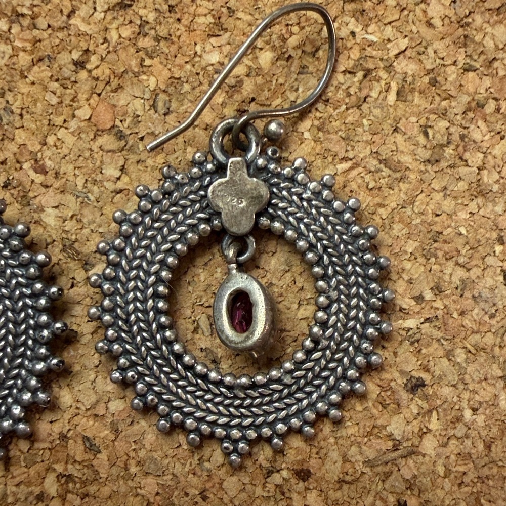Elegant Silver Earrings with Purple Gemstone - Picture 4 of 5